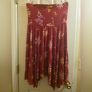 Express Burgundy Floral Asymmetrical Dress